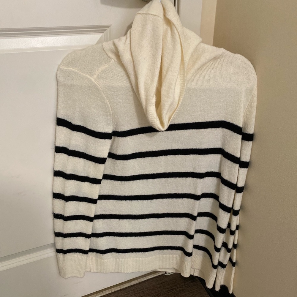 Old Navy oversized cream striped cowl neck sweater.